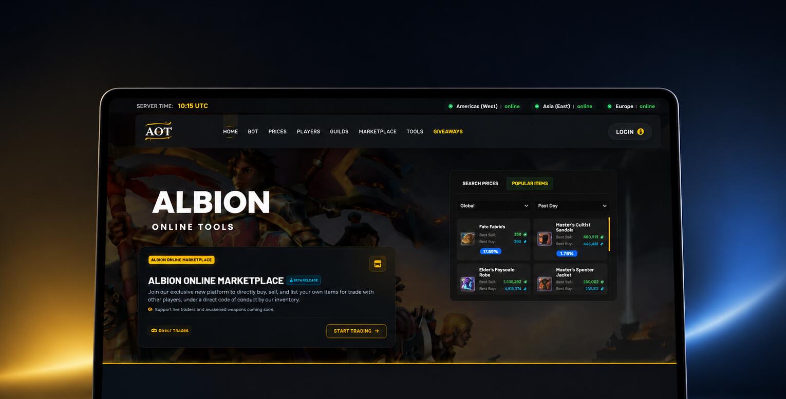 Discovery splash banner for Albion Online Tools Discord server