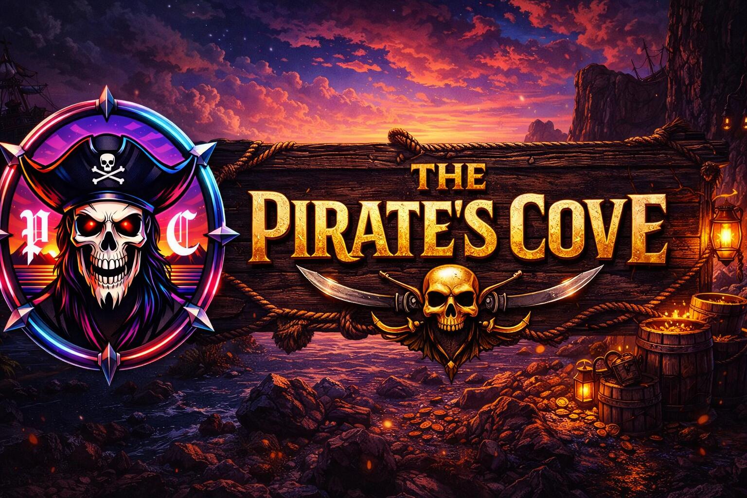 Discovery splash banner for The Pirates Cove Discord server