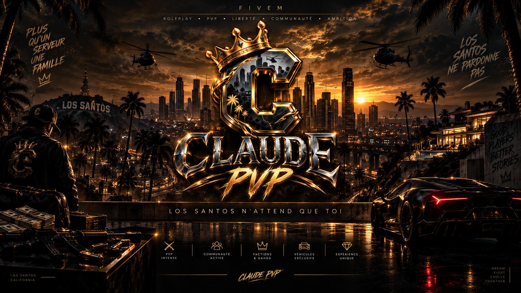 Discovery splash banner for CLAUDE PVP Discord server