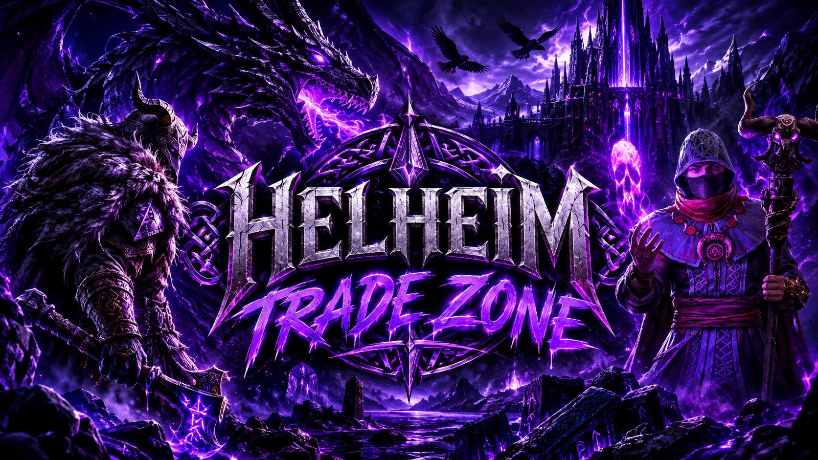 Discovery splash banner for FROSTBORN HELHEIM TRADE ZONE & AUCTION COMMUNITY Discord server