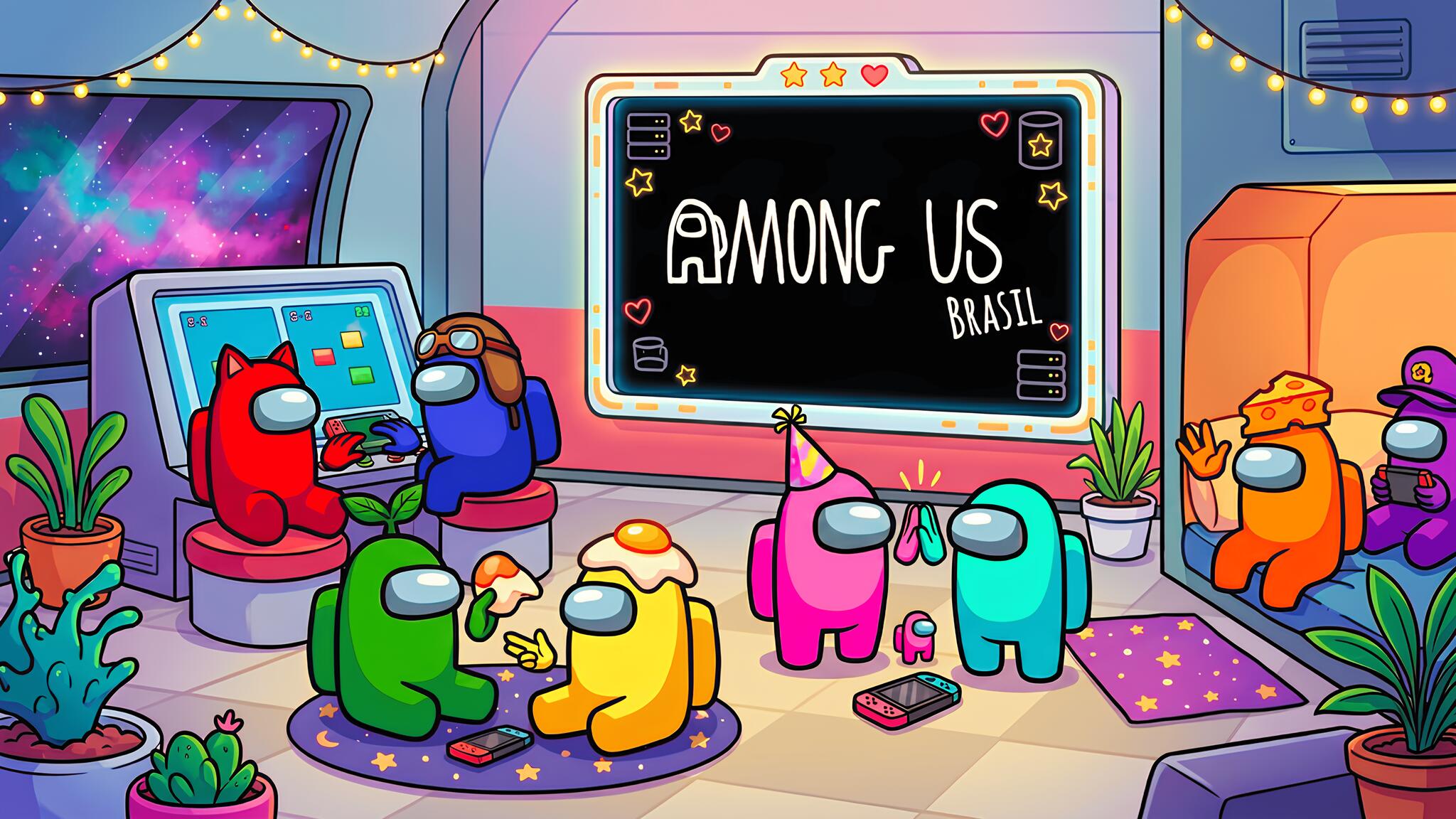 Discovery splash banner for Among Us Brasil (Português) Discord server