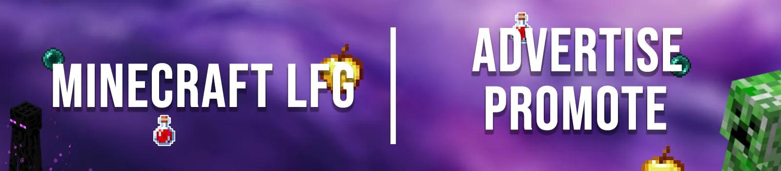 Discovery splash banner for Minecraft LFG β’ Advertise β’ Promote Discord server